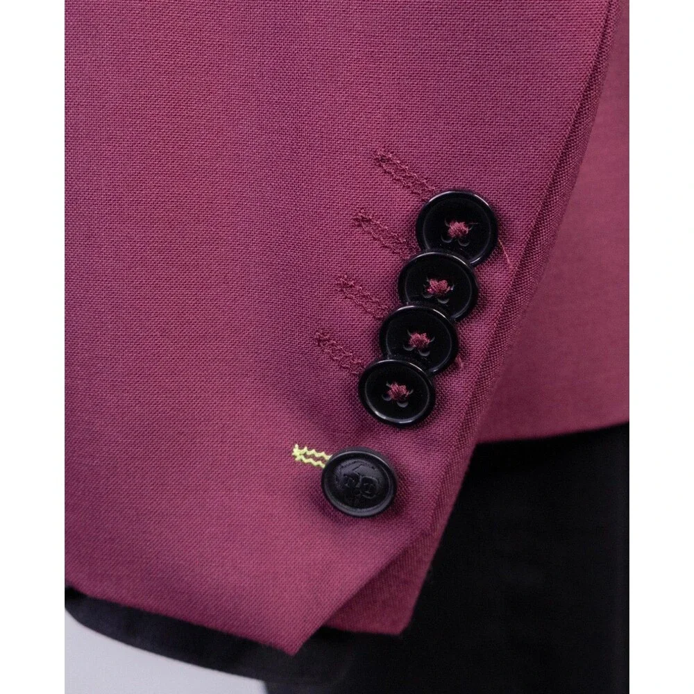 Twisted Tailor X-SLIM Blazer Sport Coat 44R Solid Burgundy Wool Blend 2-Button